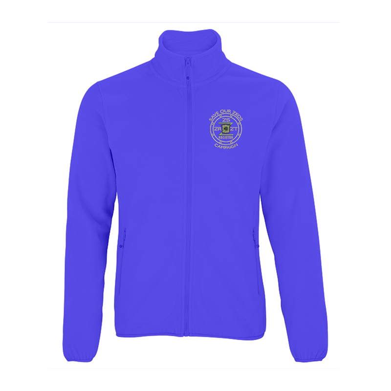 100% Polyester full zip fleece jacket with logo embroidered.