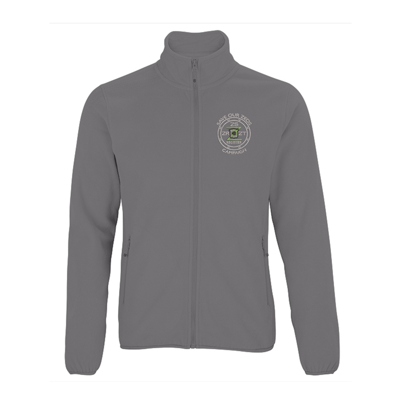 100% Polyester full zip fleece jacket with logo embroidered.
