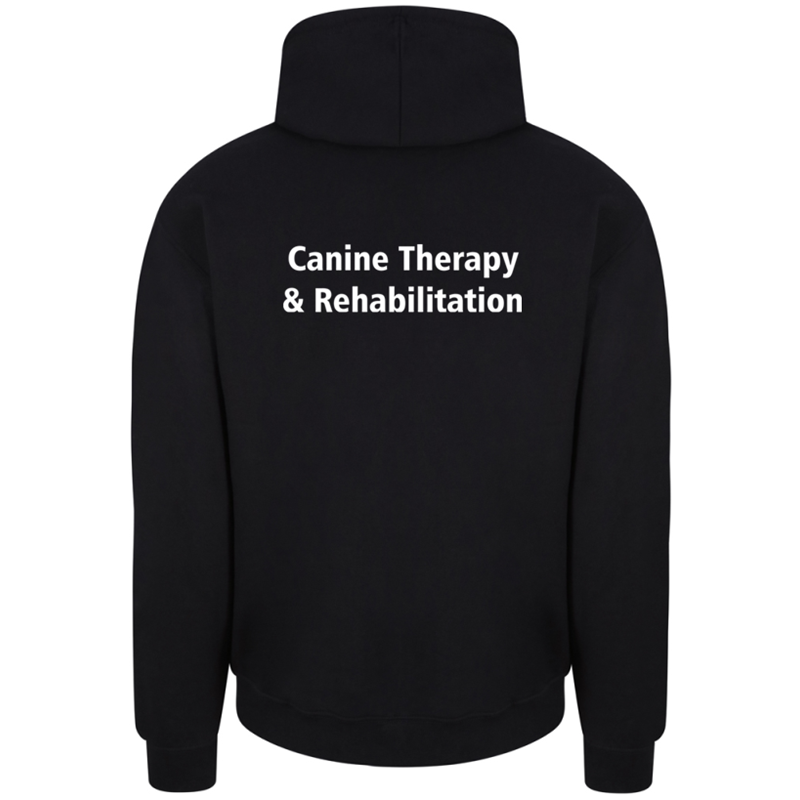 Unisex Hooded Sweatshirt with logo embroidered front left breast and course name printed to the back