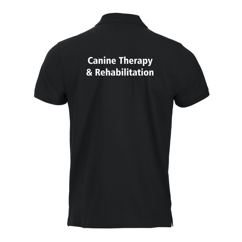 Unisex Poloshirt with logo embroidered front left breast and course name printed to the back