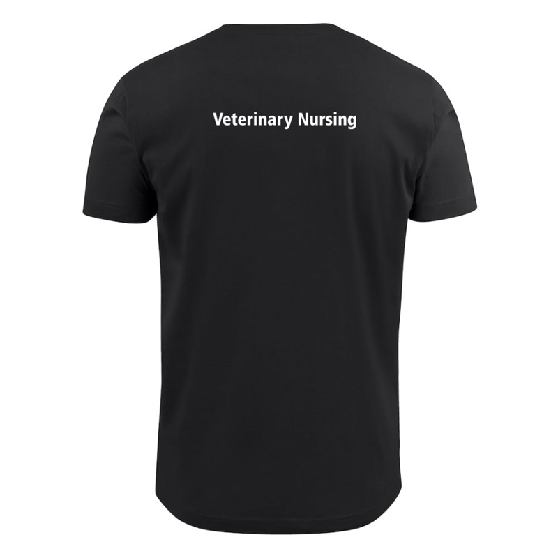 Unisex T shirt with logo embroidered front left breast and course name printed to the back