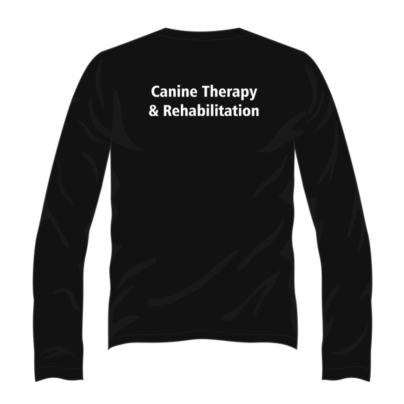 Unisex Long Sleeved T shirt with logo embroidered front left breast and course name printed to the back