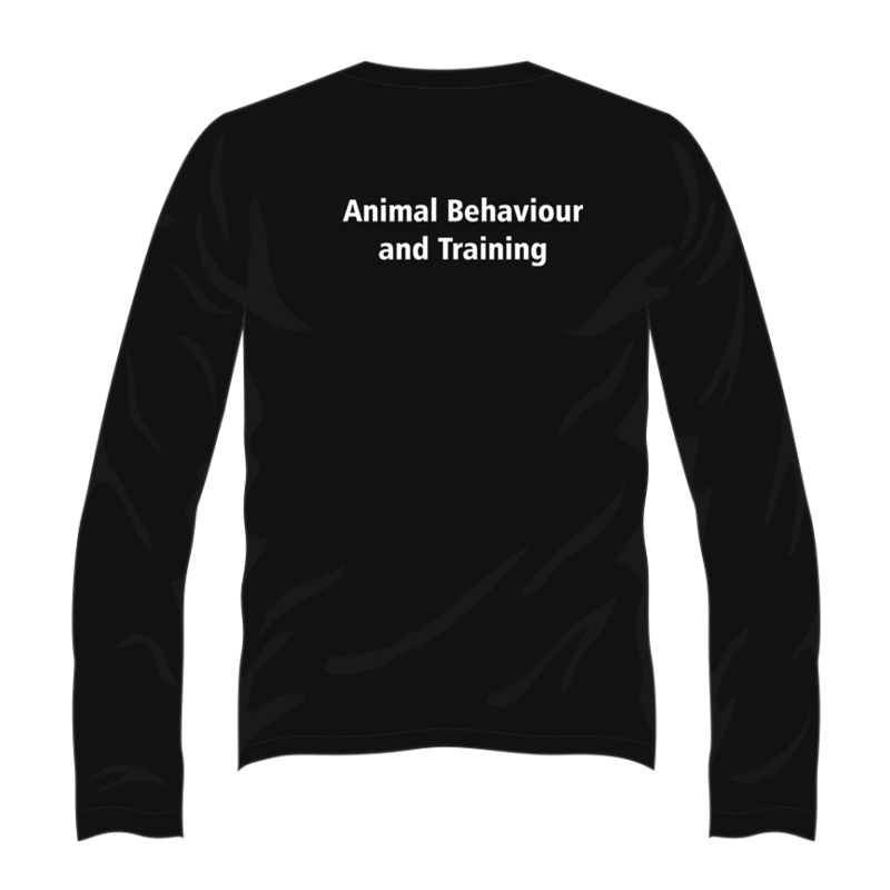 Unisex Long Sleeved T shirt with logo embroidered front left breast and course name printed to the back