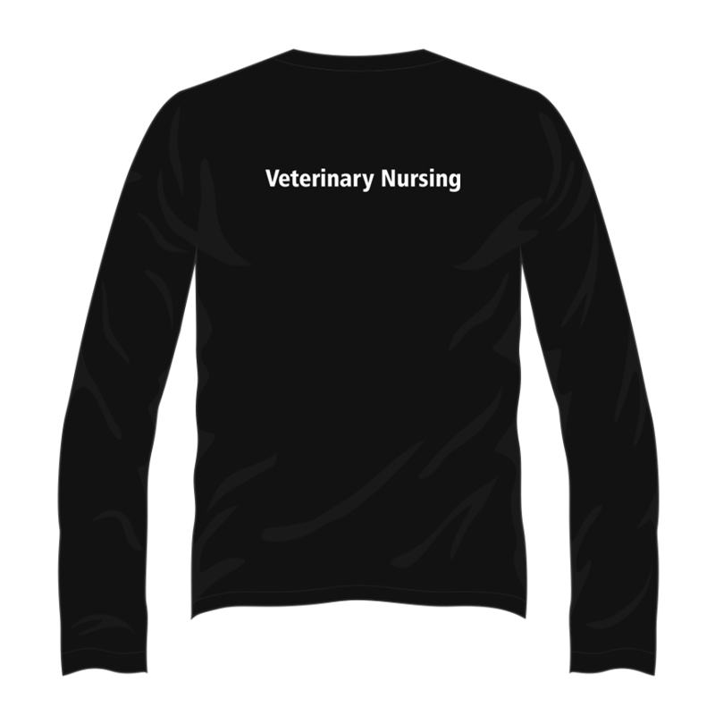 Unisex Long Sleeved T shirt with logo embroidered front left breast and course name printed to the back