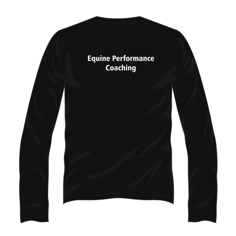 Unisex Long Sleeved T shirt with logo embroidered front left breast and course name printed to the back