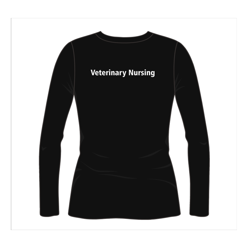 Ladies Fitted Long Sleeved T shirt with logo embroidered front left breast and course name printed to the back