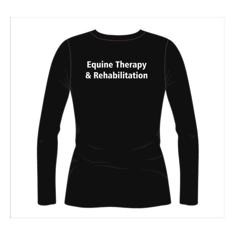Ladies Fitted Long Sleeved T shirt with logo embroidered front left breast and course name printed to the back