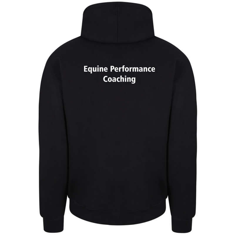 Unisex Hooded Sweatshirt with logo embroidered front left breast and course name printed to the back
