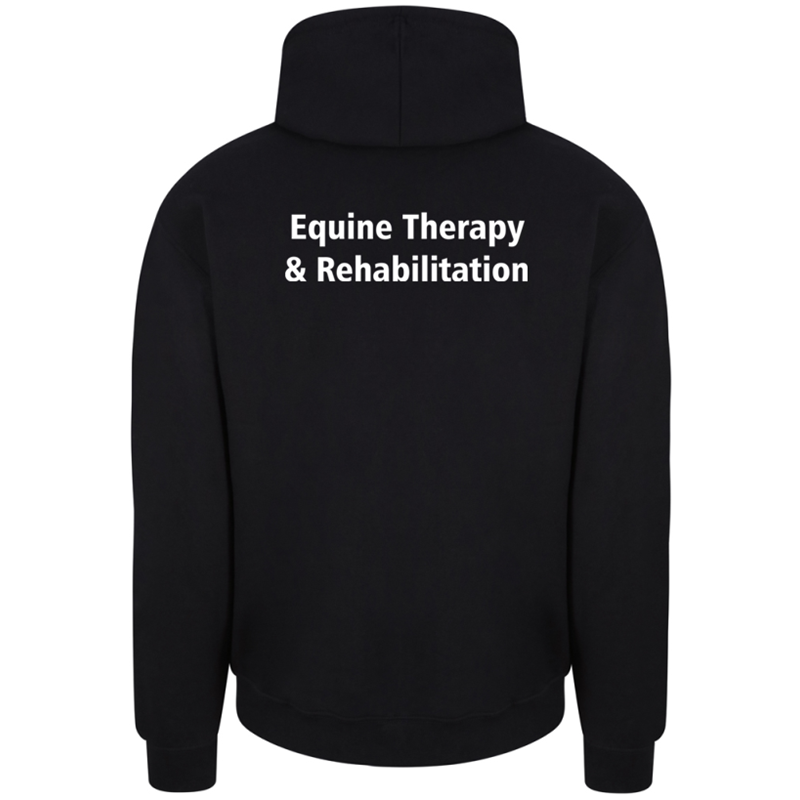 Unisex Hooded Sweatshirt with logo embroidered front left breast and course name printed to the back