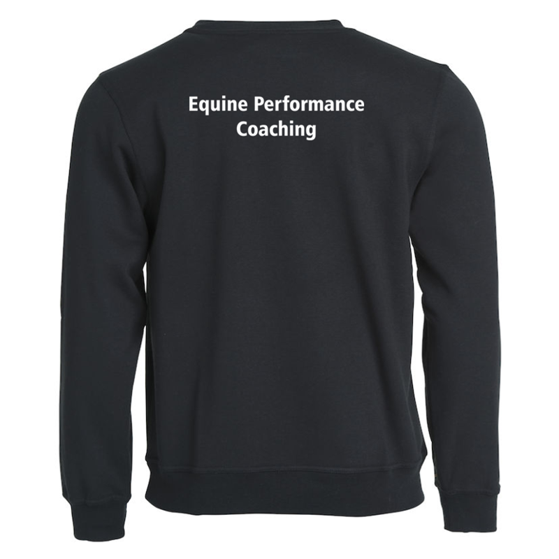 Unisex Crew neck Sweatshirt with logo embroidered front left breast and course name printed to the back