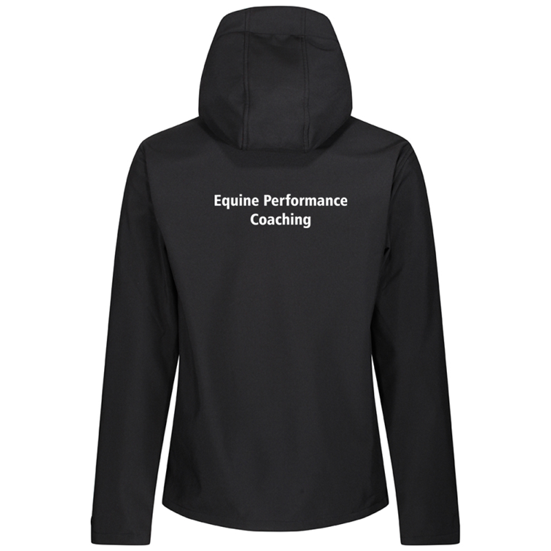 Mens/Unisex Soft Shell Jacket with logo embroidered front left breast and course name printed to the back