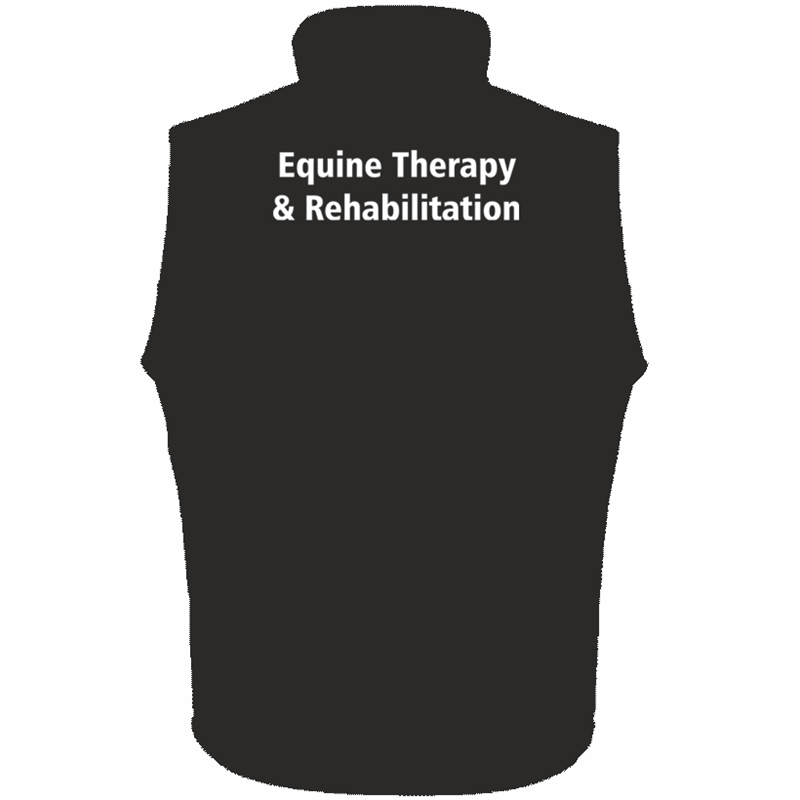 Mens/Unisex Soft Shell Gilet with logo embroidered front left breast and course name printed to the back