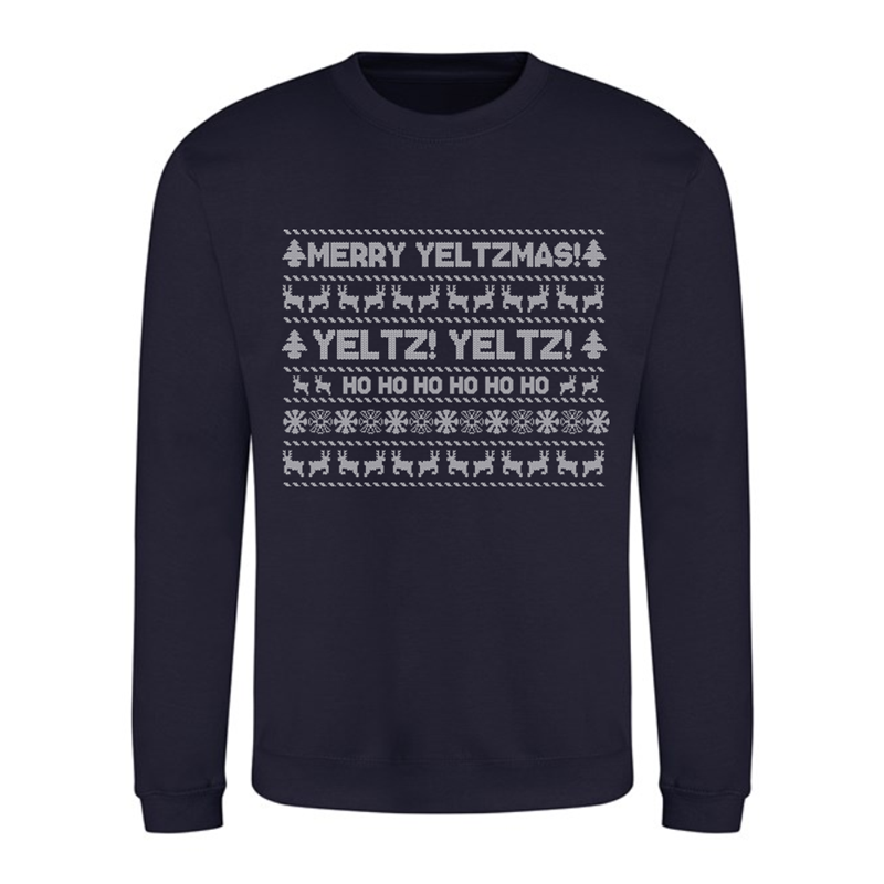 Crew neck sweatshirt, unisex adult sizes printed Merry Yeltzmas to front!