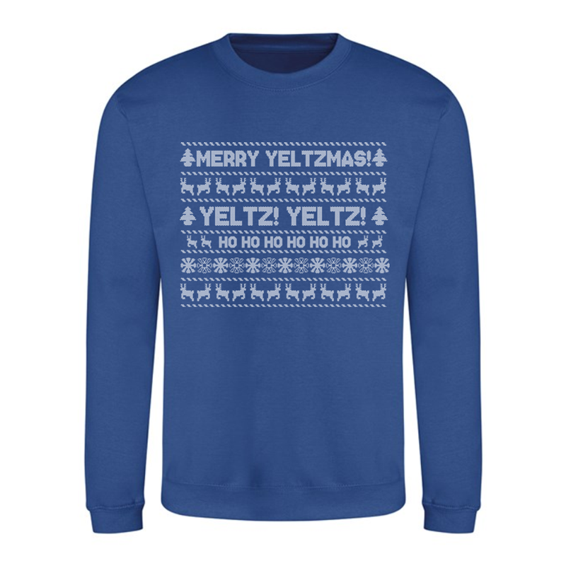 Crew neck sweatshirt, unisex adult sizes printed Merry Yeltzmas to front!