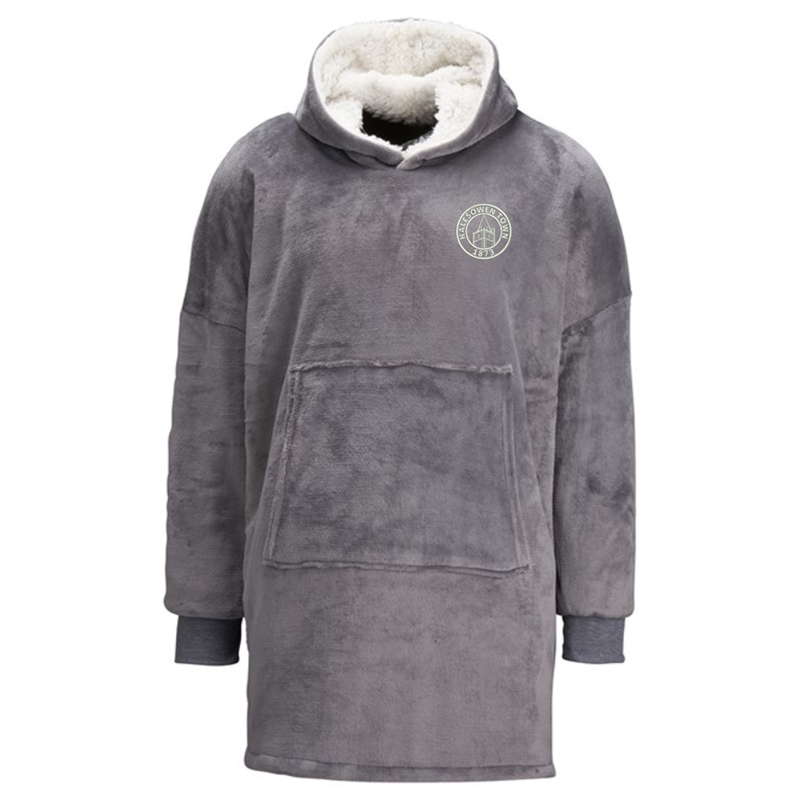 Super warm oversized hooded fleeced sweat top. One Size, with club logo
