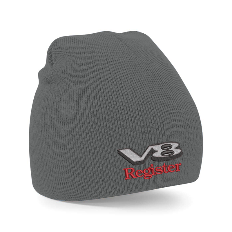 Knitted pull on style beanie hat with embroidered logo.
