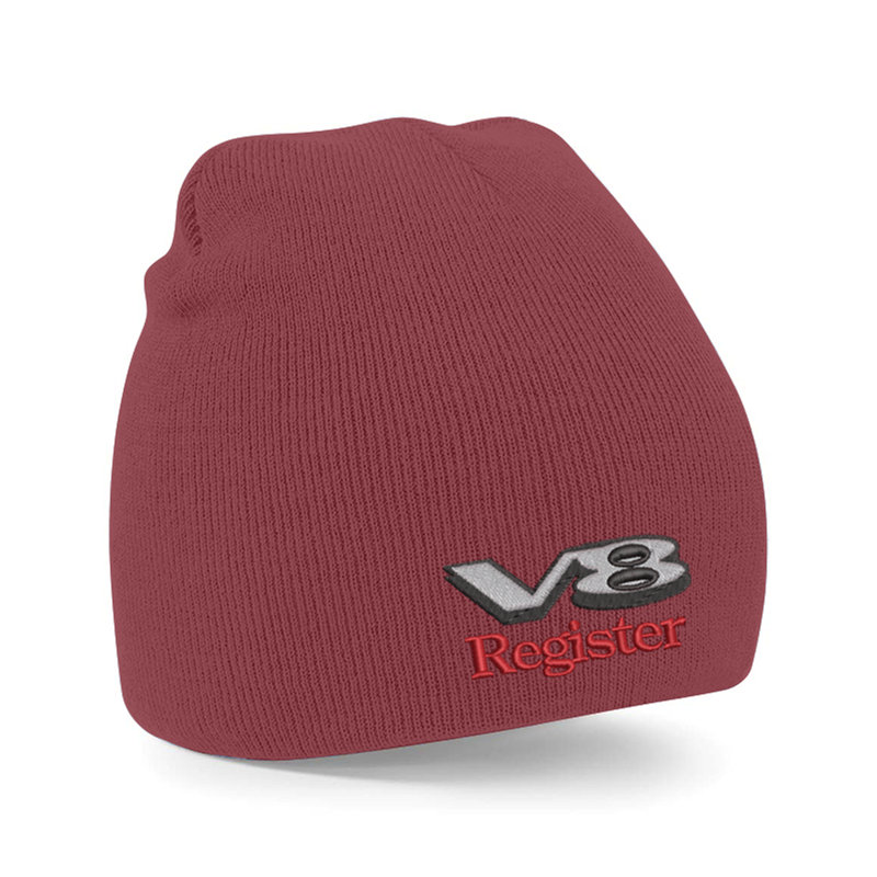 Knitted pull on style beanie hat with embroidered logo.