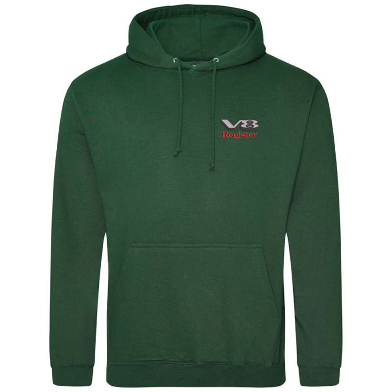 Polyester/Cotton fabric, classic pouch pocket hooded sweatshirt embroidered with logo to left breast.