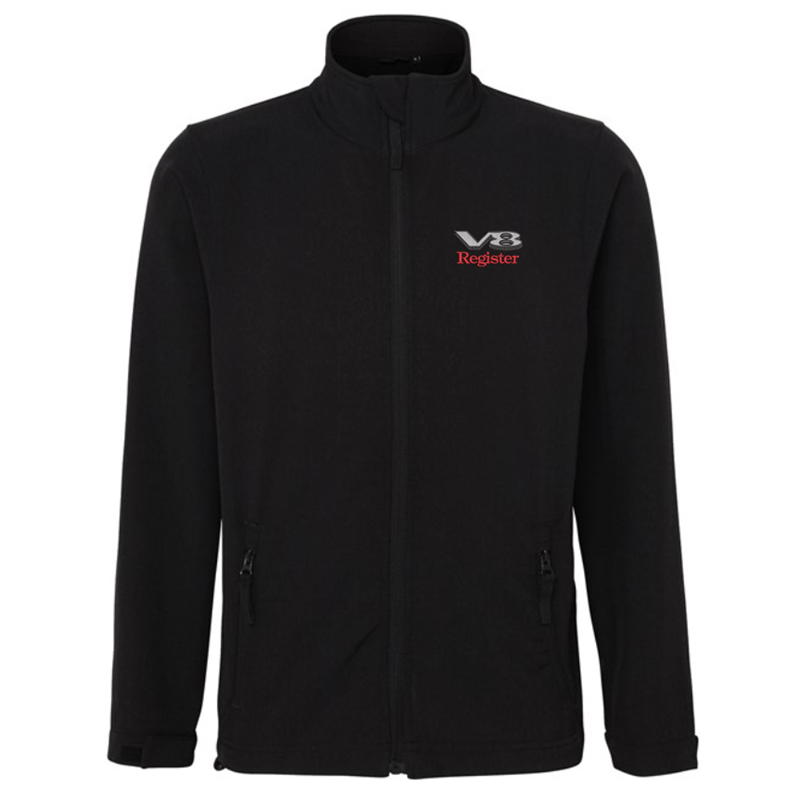 Softshell, fleece lined jacket, embroidered with club logo to left breast