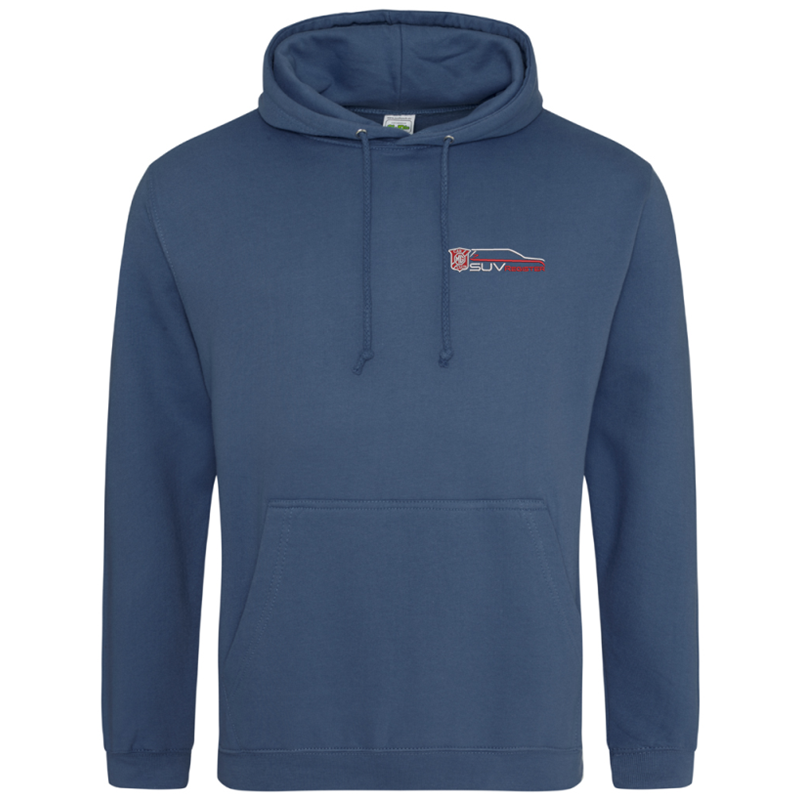 Classic pouch pocket hooded sweatshirt with club logo embroidered to left breast