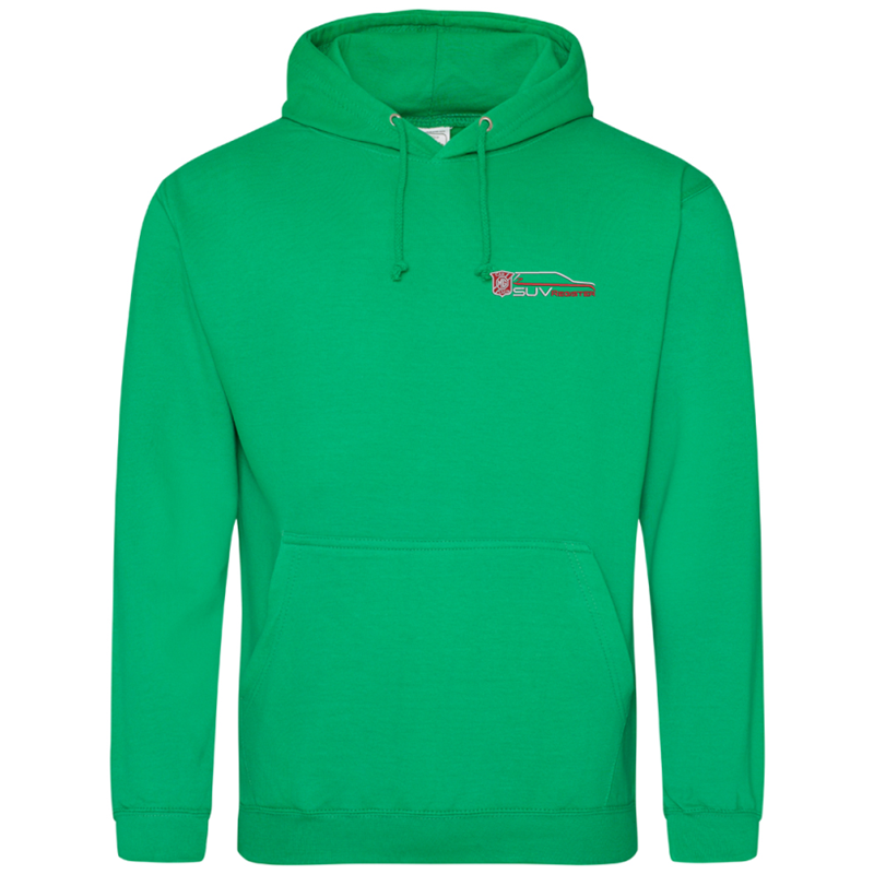 Classic pouch pocket hooded sweatshirt with club logo embroidered to left breast