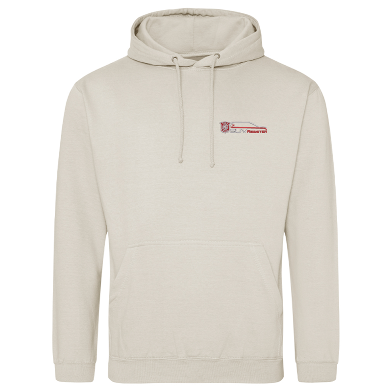 Classic pouch pocket hooded sweatshirt with club logo embroidered to left breast