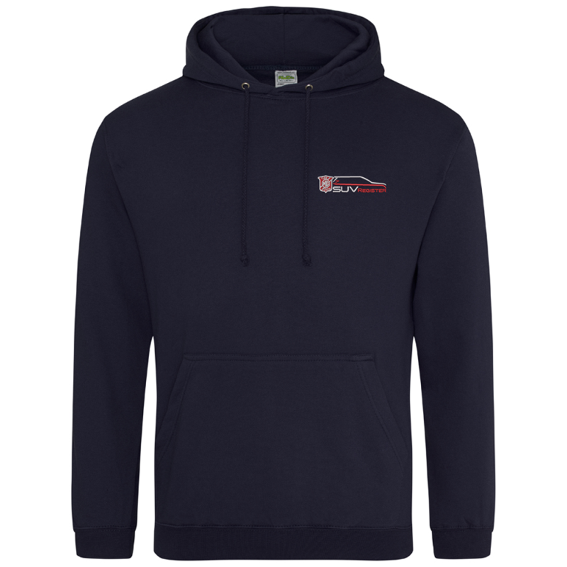 Classic pouch pocket hooded sweatshirt with club logo embroidered to left breast