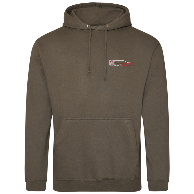 Classic pouch pocket hooded sweatshirt with club logo embroidered to left breast