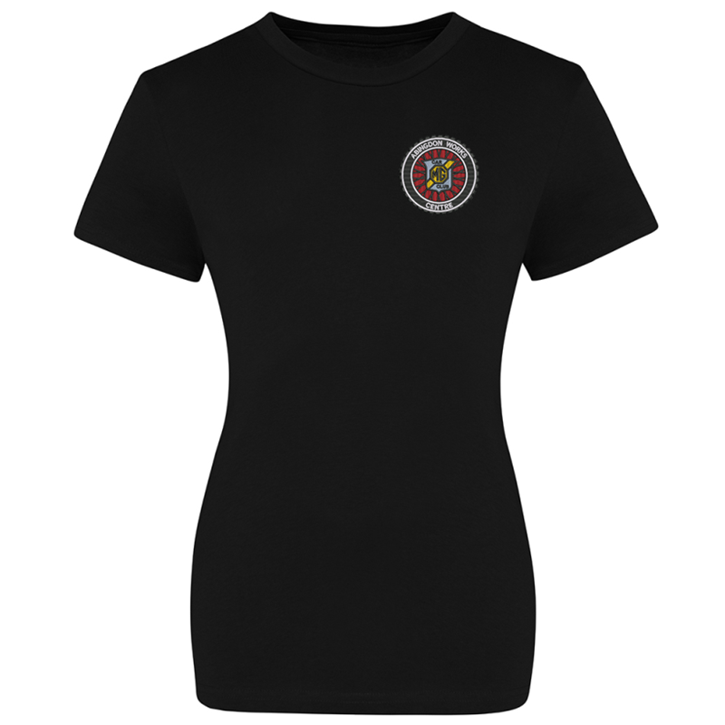 Crew neck, ladies fit, cotton t shirt with club logo embroidered to left breast.
