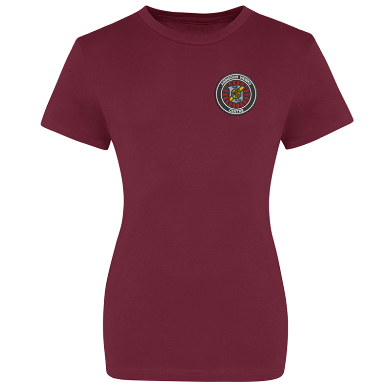 Crew neck, ladies fit, cotton t shirt with club logo embroidered to left breast.