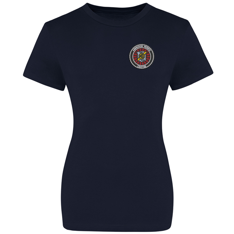 Crew neck, ladies fit, cotton t shirt with club logo embroidered to left breast.