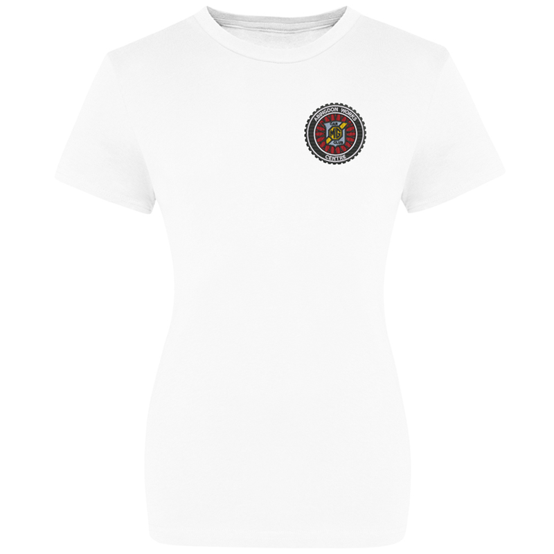 Crew neck, ladies fit, cotton t shirt with club logo embroidered to left breast.