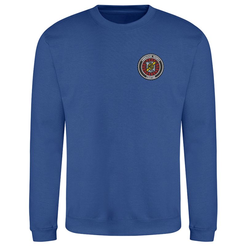 Polyester/Cotton mix, crew neck sweatshirt, Unisex fit, embroidered with logo to the left breast.