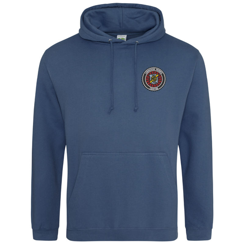Classic style hooded sweat shirt embroidered with club logo.