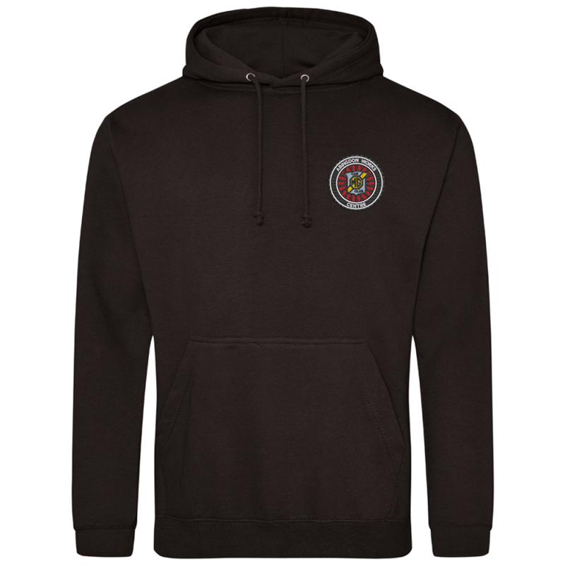Classic style hooded sweat shirt embroidered with club logo.