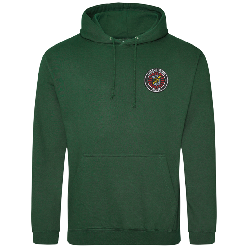 Classic style hooded sweat shirt embroidered with club logo.