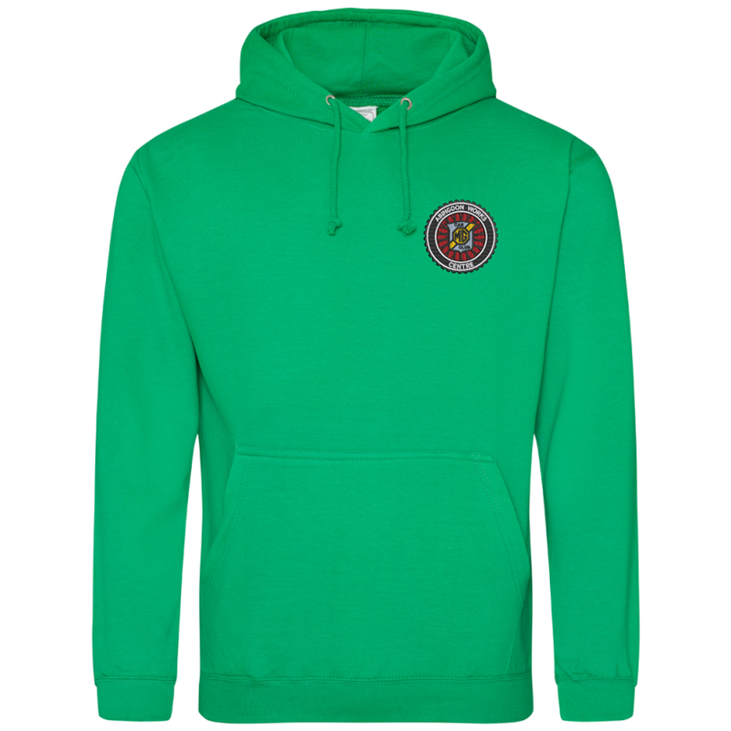 Classic style hooded sweat shirt embroidered with club logo.