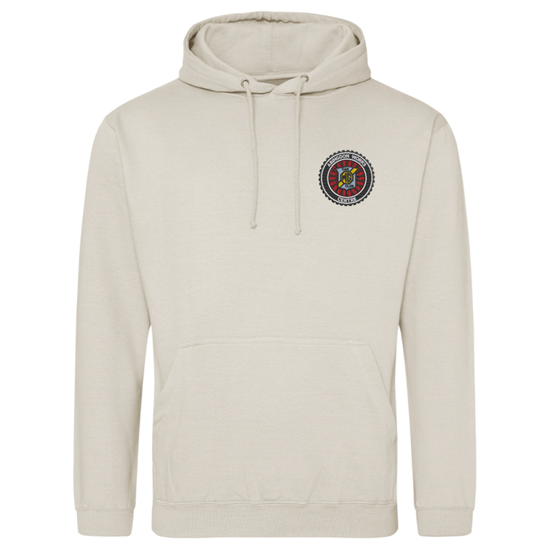 Classic style hooded sweat shirt embroidered with club logo.