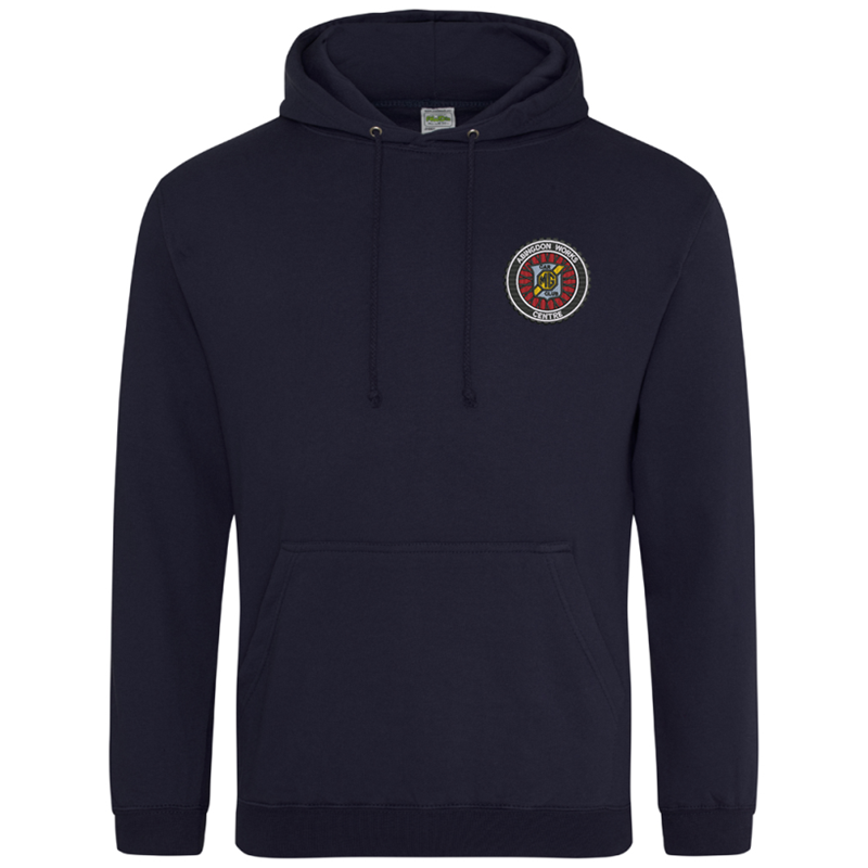 Classic style hooded sweat shirt embroidered with club logo.