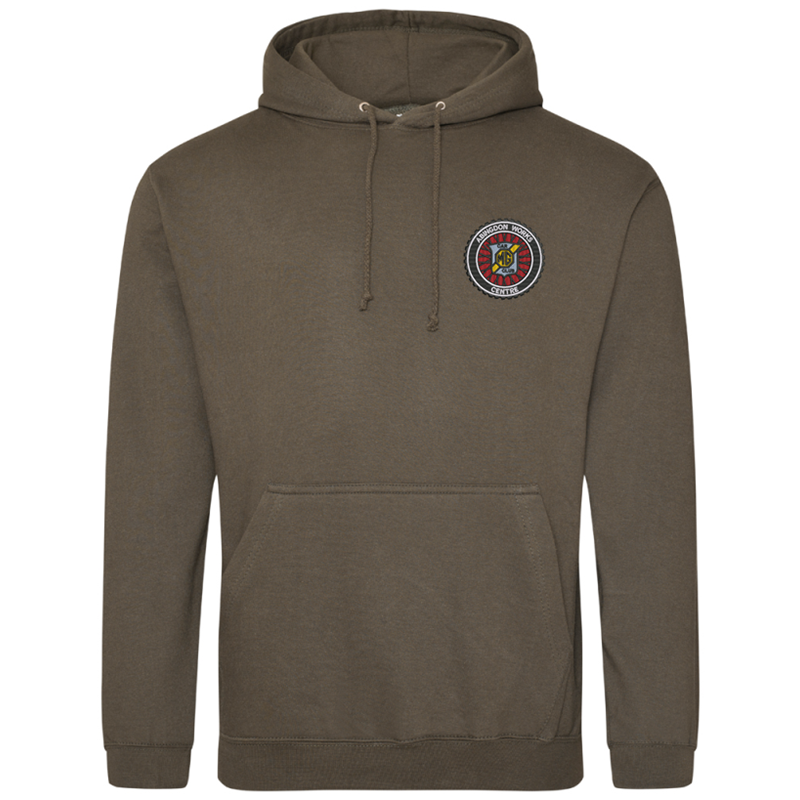 Classic style hooded sweat shirt embroidered with club logo.