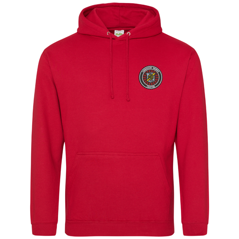 Classic style hooded sweat shirt embroidered with club logo.
