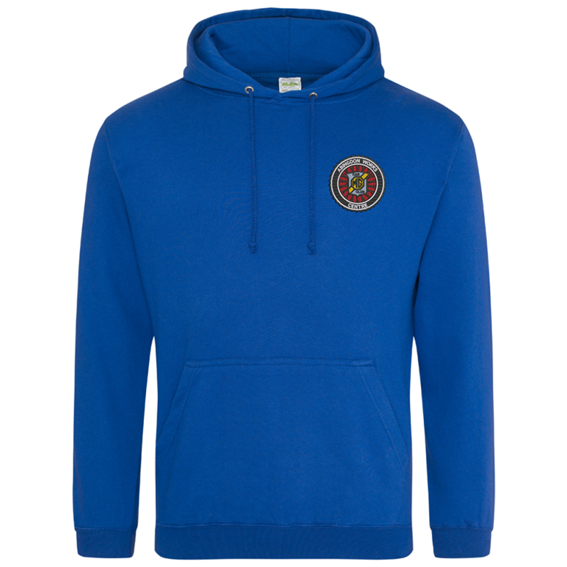Classic style hooded sweat shirt embroidered with club logo.