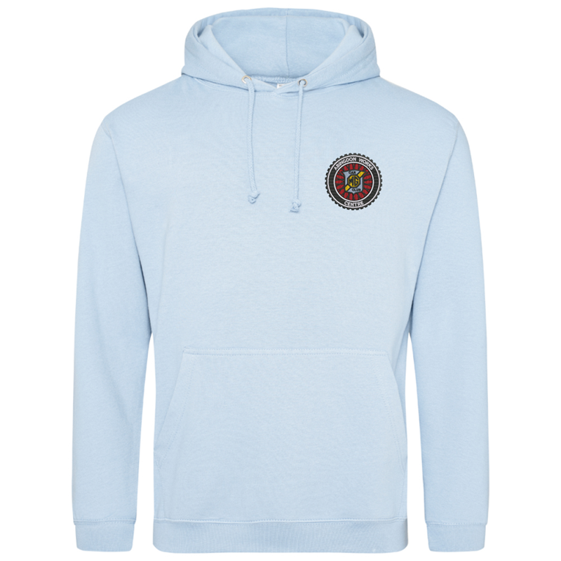 Classic style hooded sweat shirt embroidered with club logo.