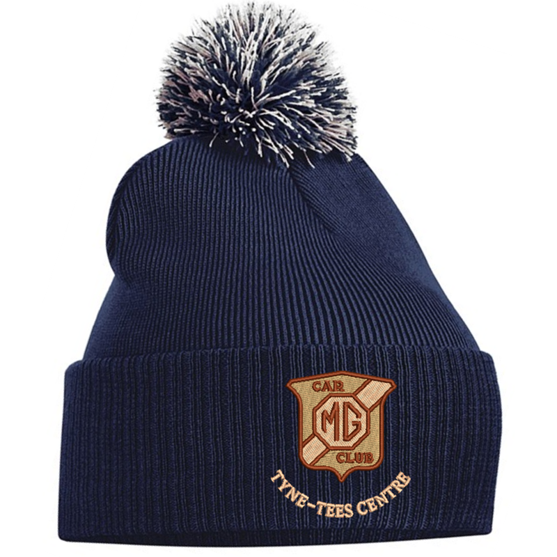 Knitted Pom Pom Beanie with embroidered logo