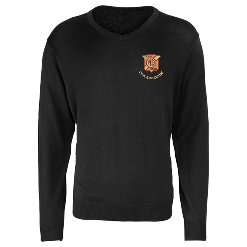 Knitted V neck Jumper, unisex sizing XS - 4XL, embroidered logo to left breast