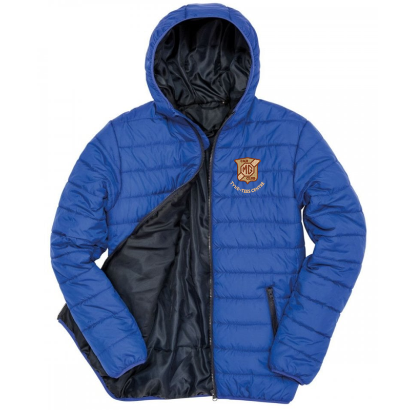 Padded Sports Jacket with club logo - Showerproof, windproof, super soft, lightweight and warm Ready to brand with hinged locker patch in neck for self-branding