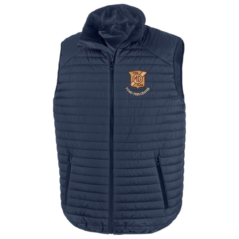 Thermoquilt padded gilet, sizes S to 3XL, embroidered logo to left breast