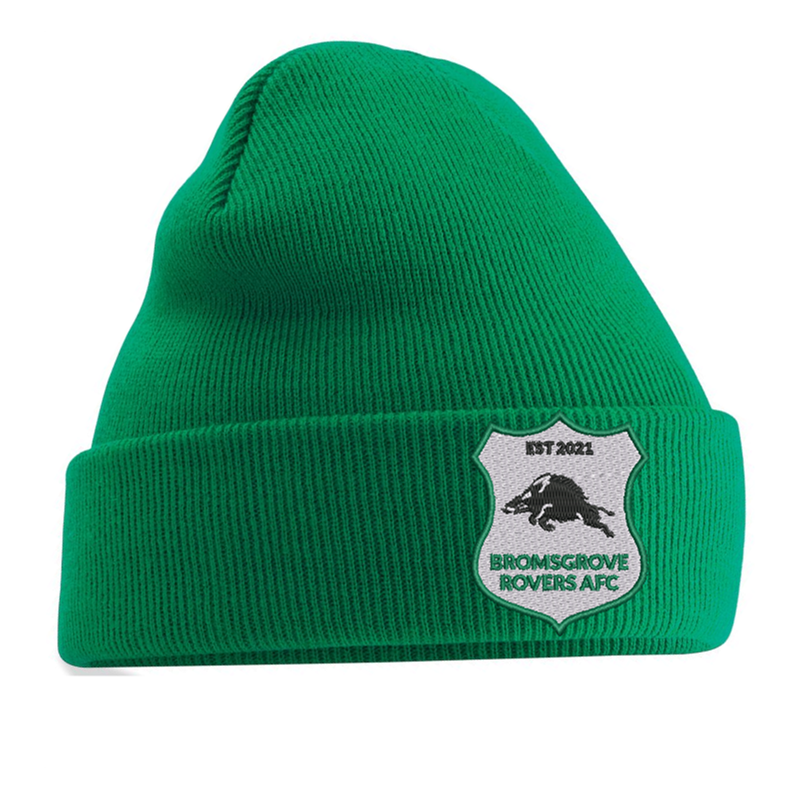 Knitted cuffed beanie hat with club logo