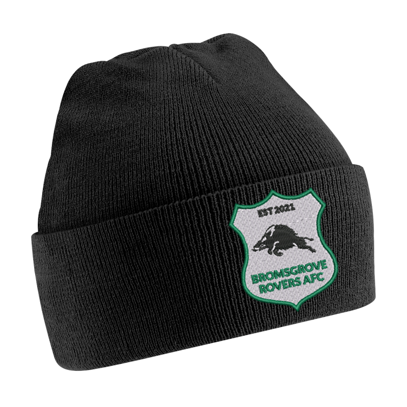 Knitted cuffed beanie hat with club logo