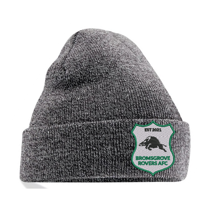 Knitted cuffed beanie hat with club logo
